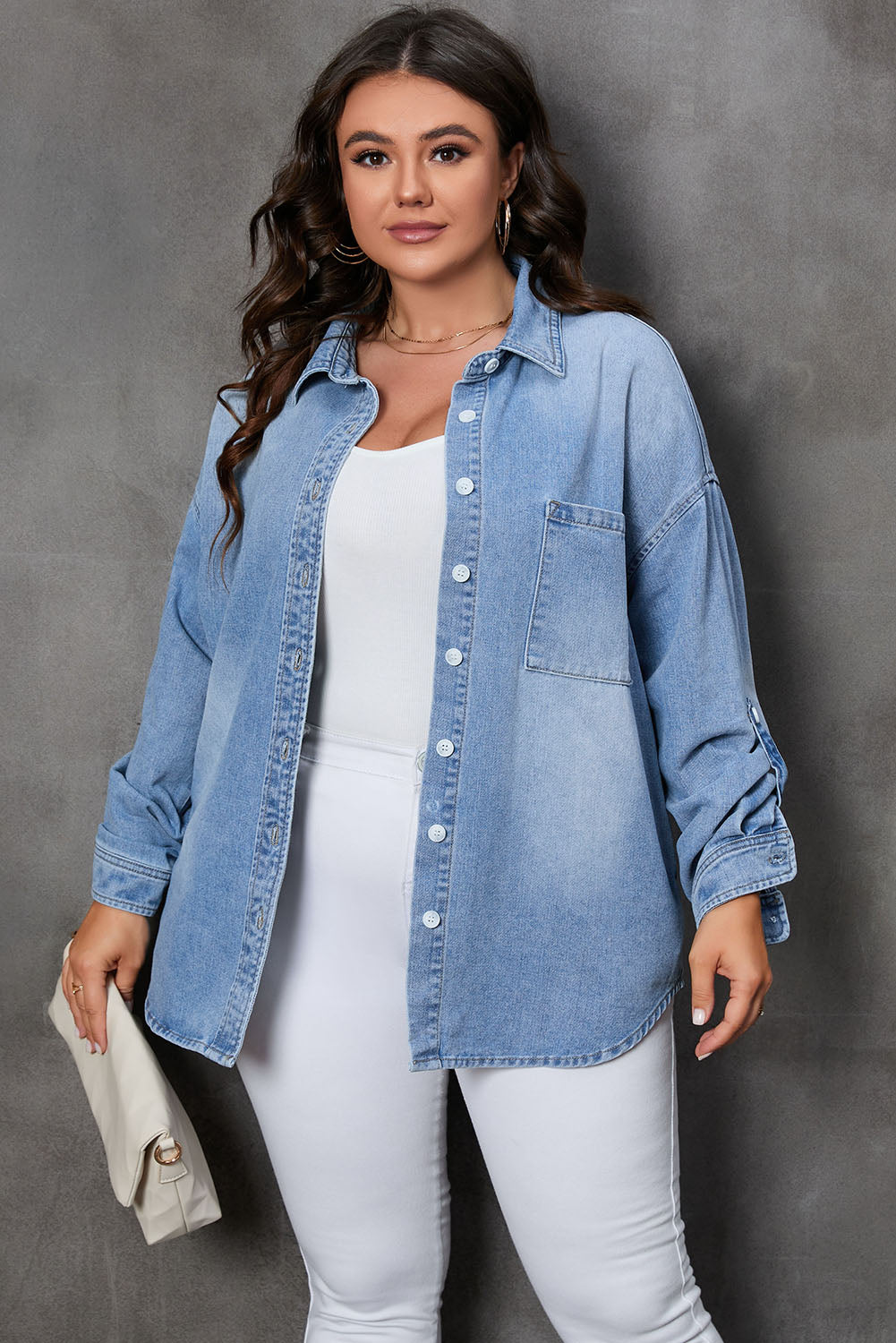 Denim Button Up Denim Top