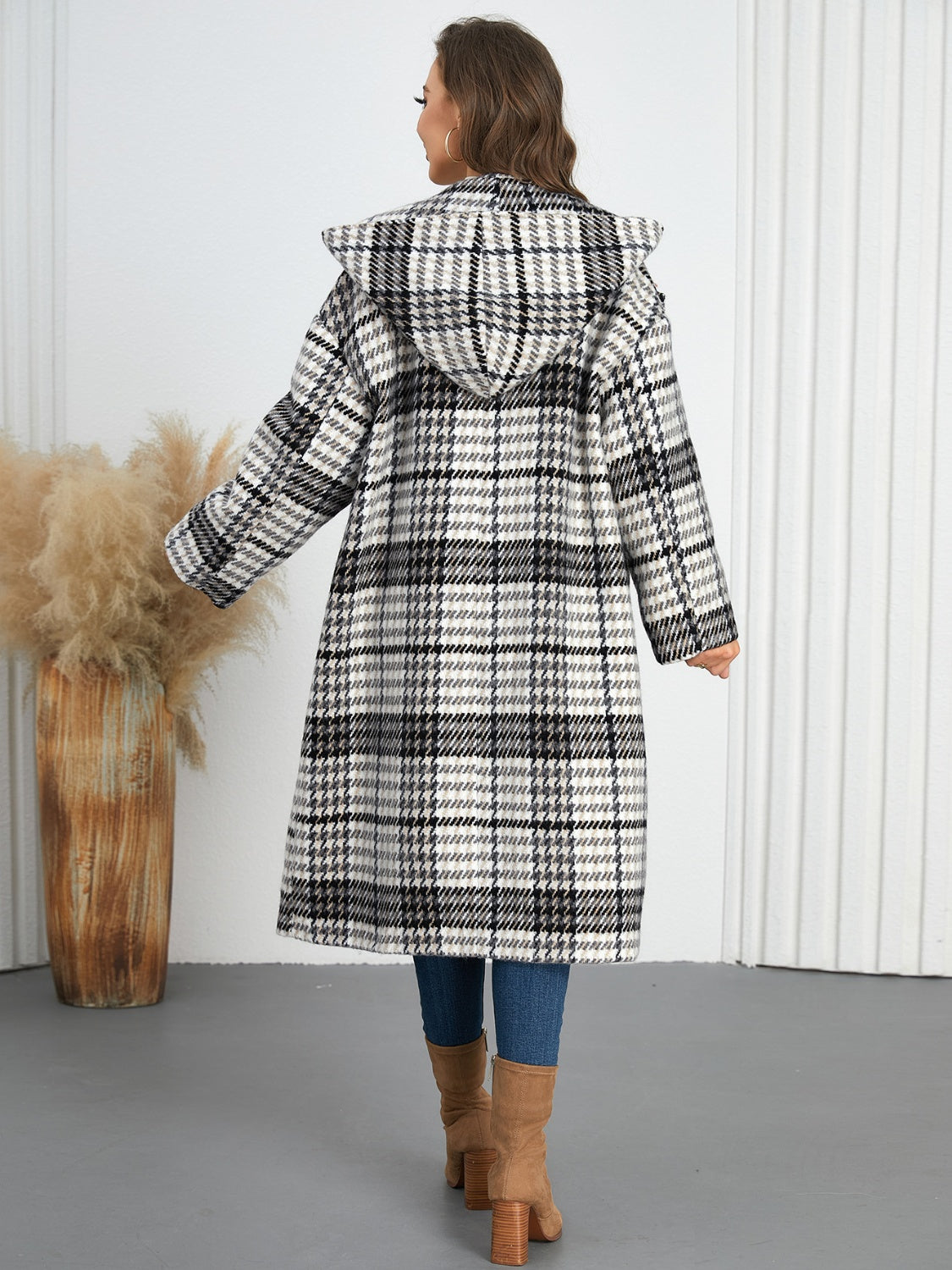 Mustard Plaid Longline Coat
