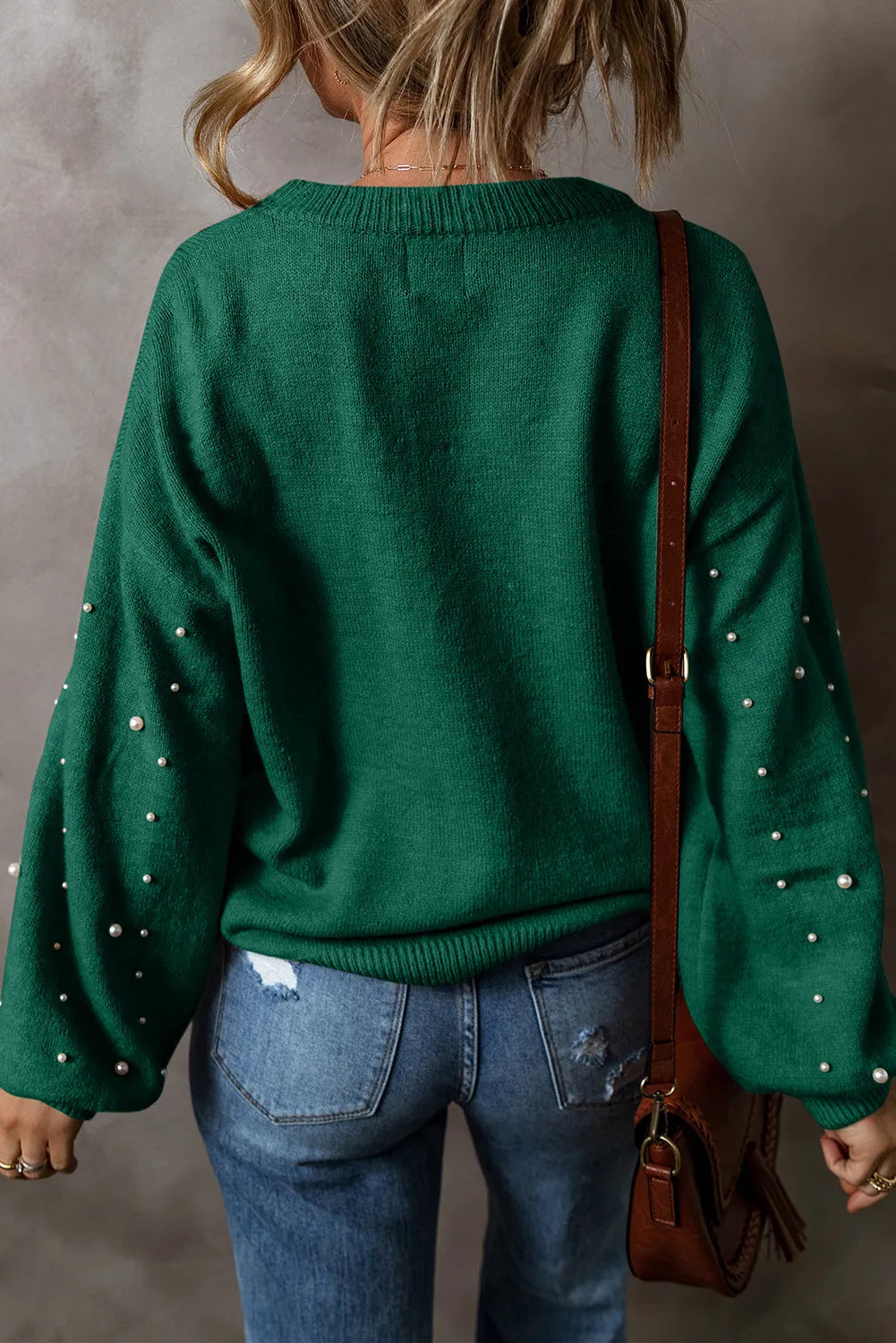 Pearl Detail Sleeve Sweater