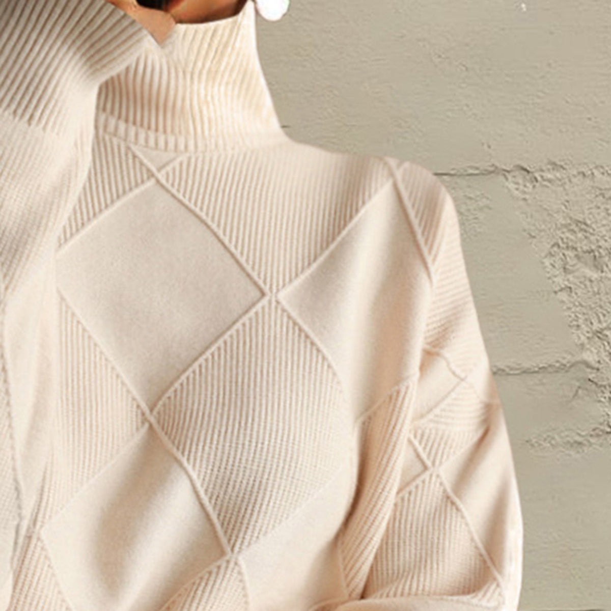 Geometric Turtleneck Sweater