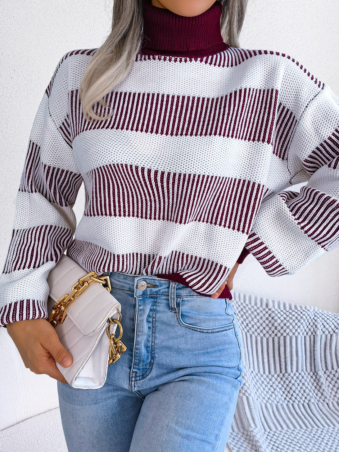 Striped Turtleneck Sweater