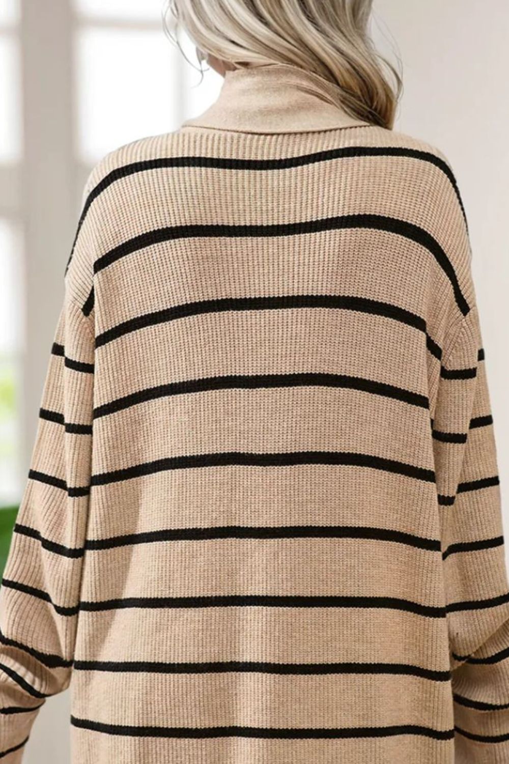 Tan and Black Striped Cardigan