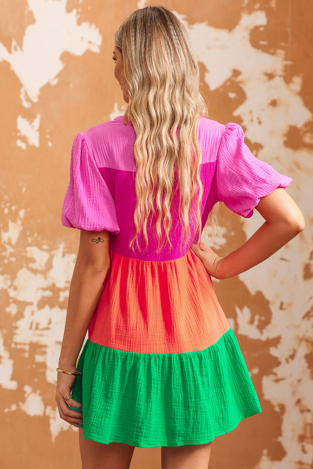 Color Blocked Midi Dress
