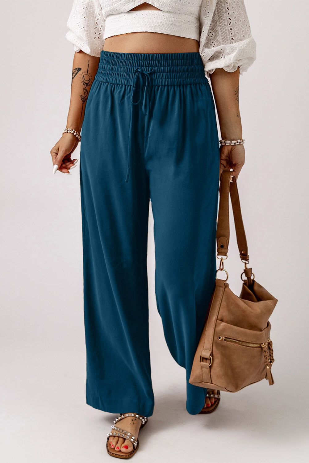 Drawstring Wide Leg Pants