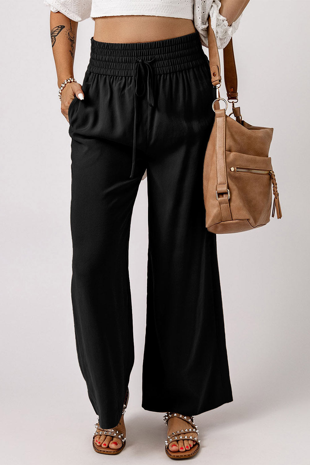 Drawstring Wide Leg Pants