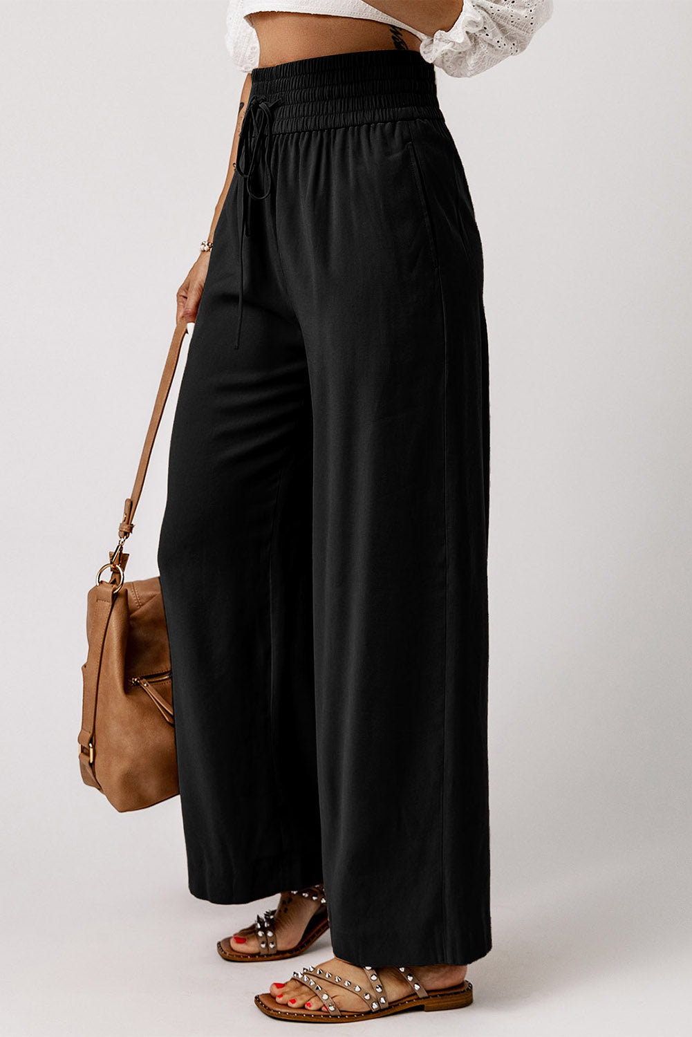 Drawstring Wide Leg Pants