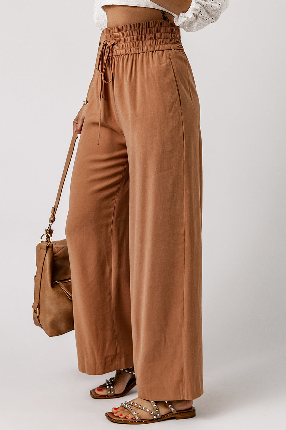 Drawstring Wide Leg Pants