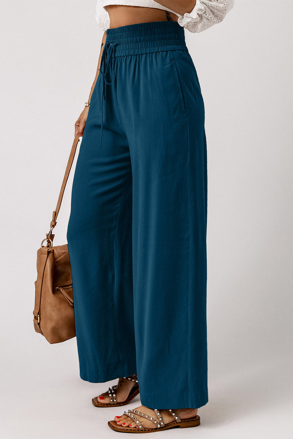 Drawstring Wide Leg Pants