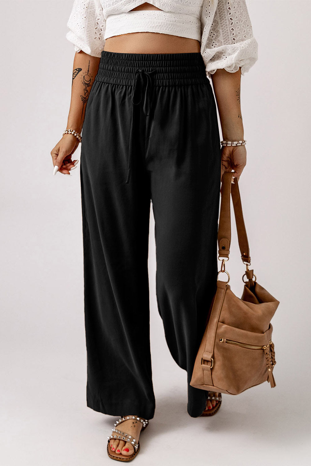 Drawstring Wide Leg Pants