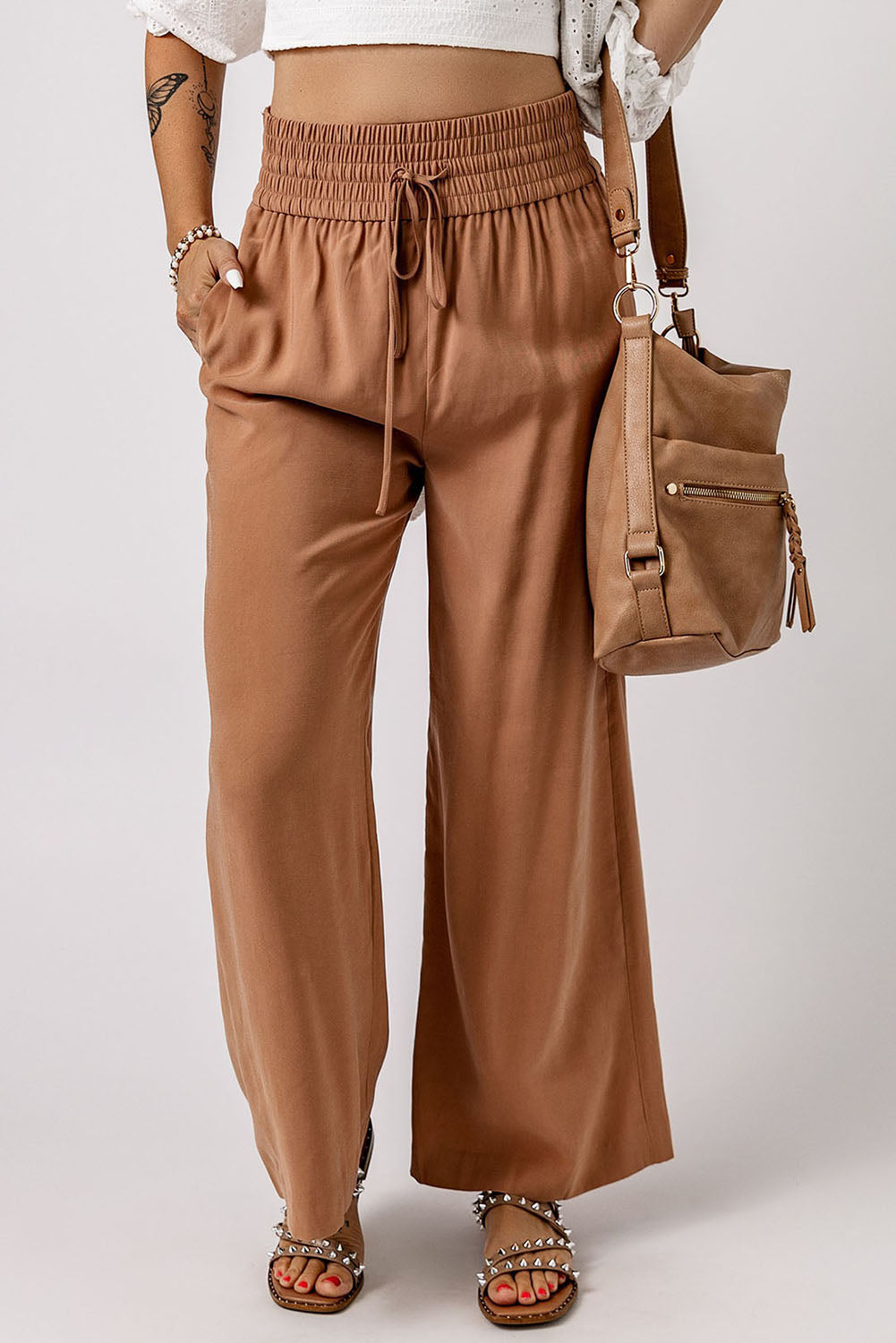 Drawstring Wide Leg Pants