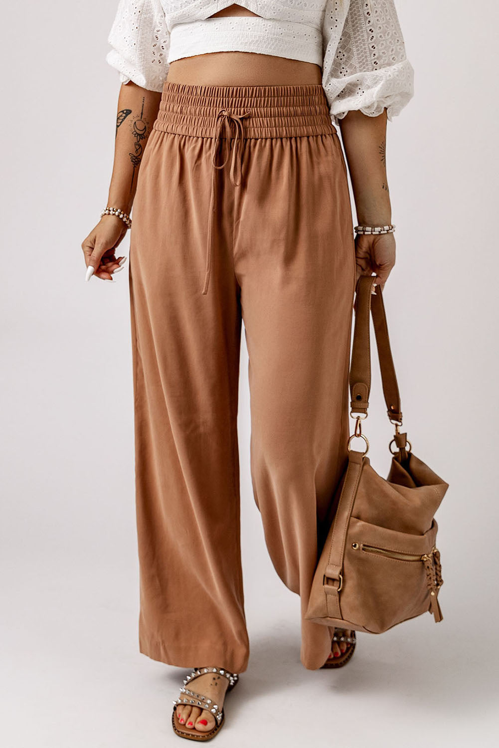 Drawstring Wide Leg Pants