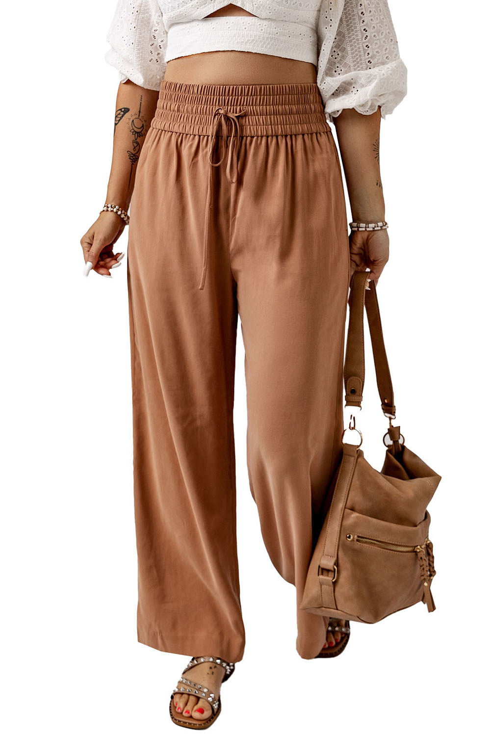 Drawstring Wide Leg Pants