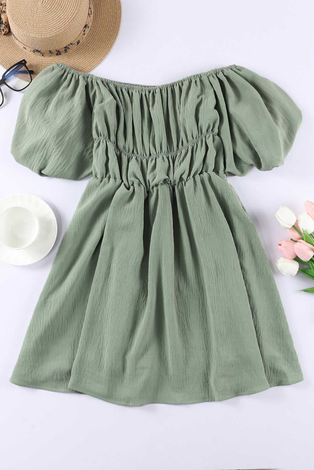 Balloon Sleeve Mini Dress