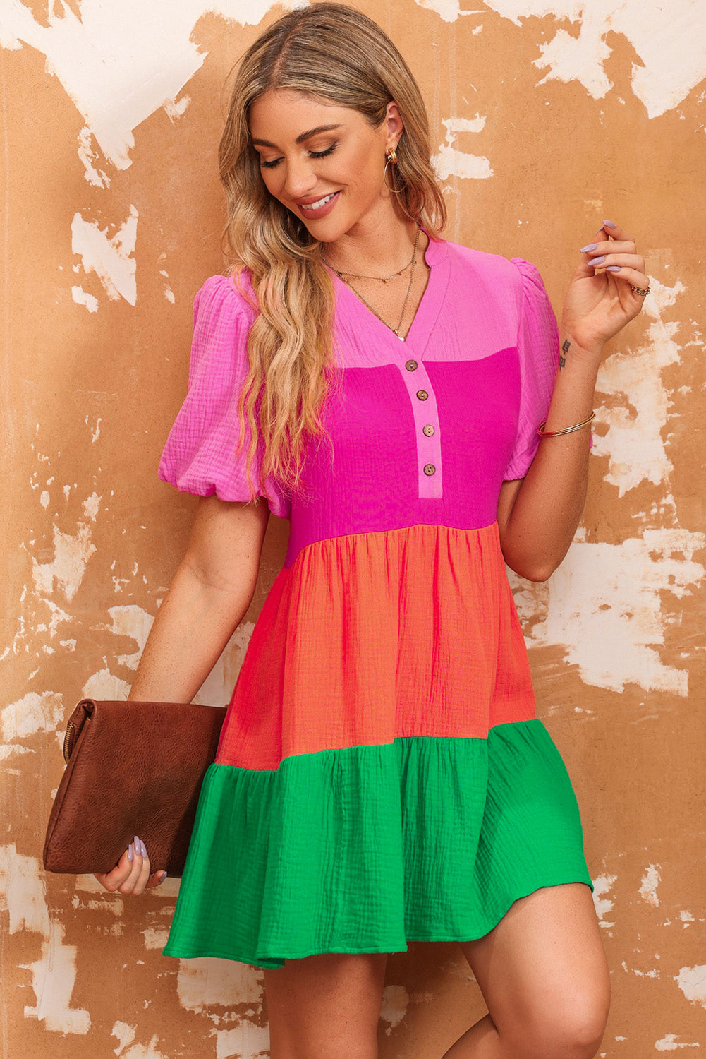 Color Blocked Midi Dress