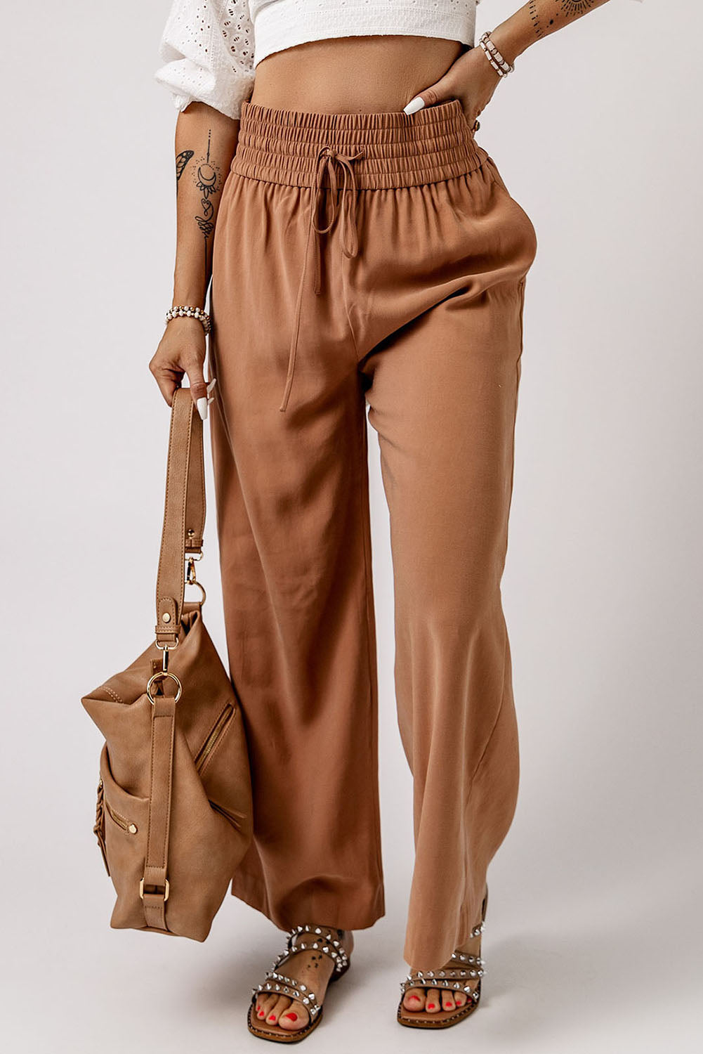 Drawstring Wide Leg Pants