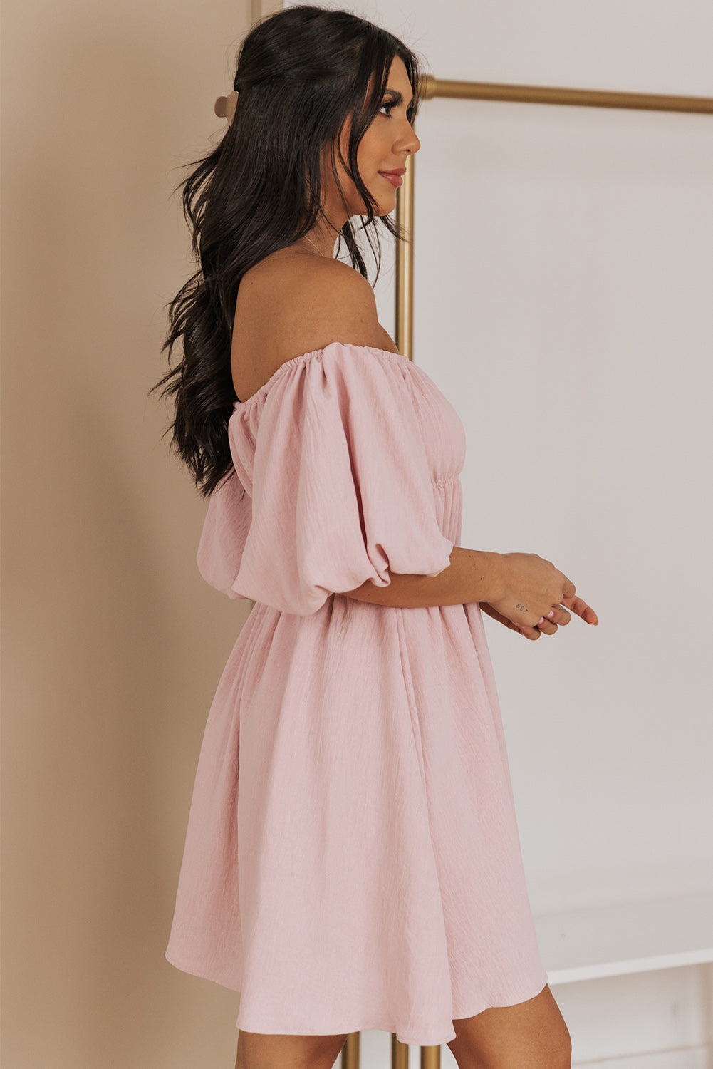 Balloon Sleeve Mini Dress