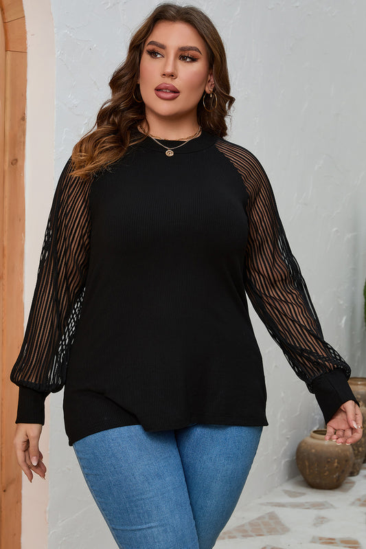 Semi-Sheer Sleeve Blouse