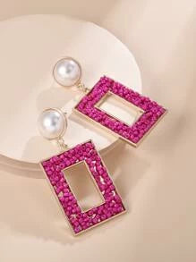 Fuchsia Beaded Earrings