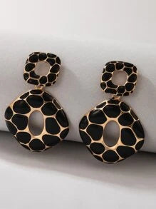 Black Two Tone Chic Earrings