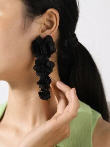 Black Floral Drop Earrings