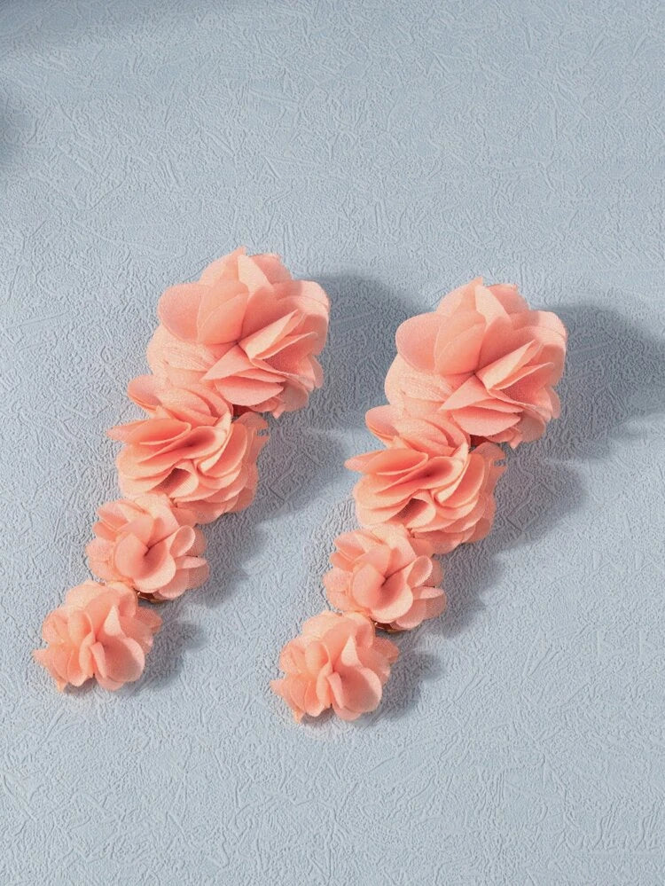 Pink Floral Drop Earrings