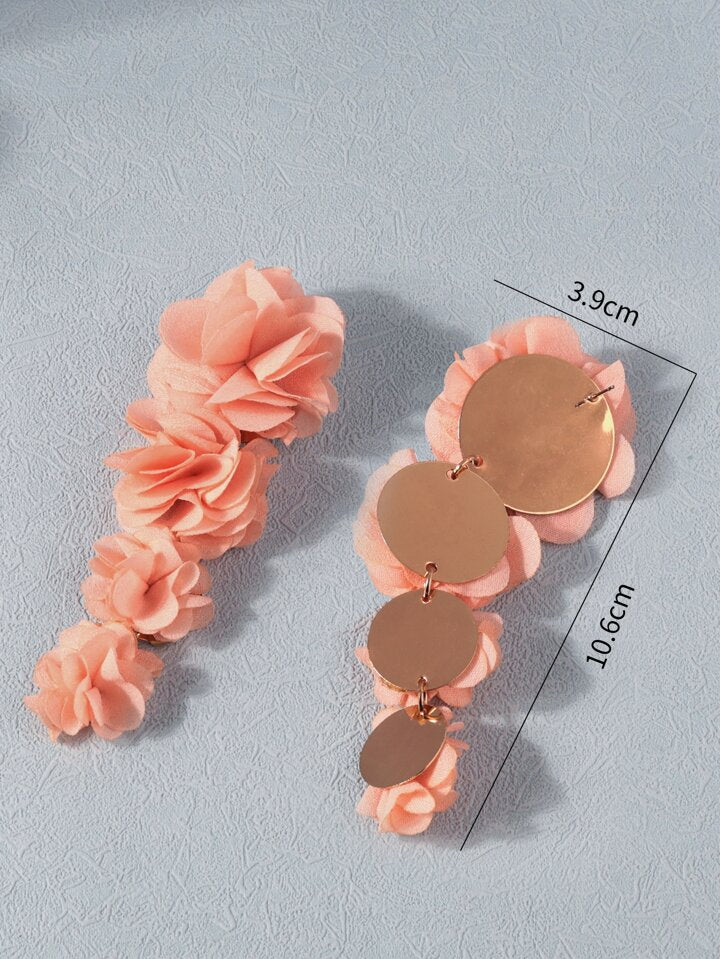 Pink Floral Drop Earrings