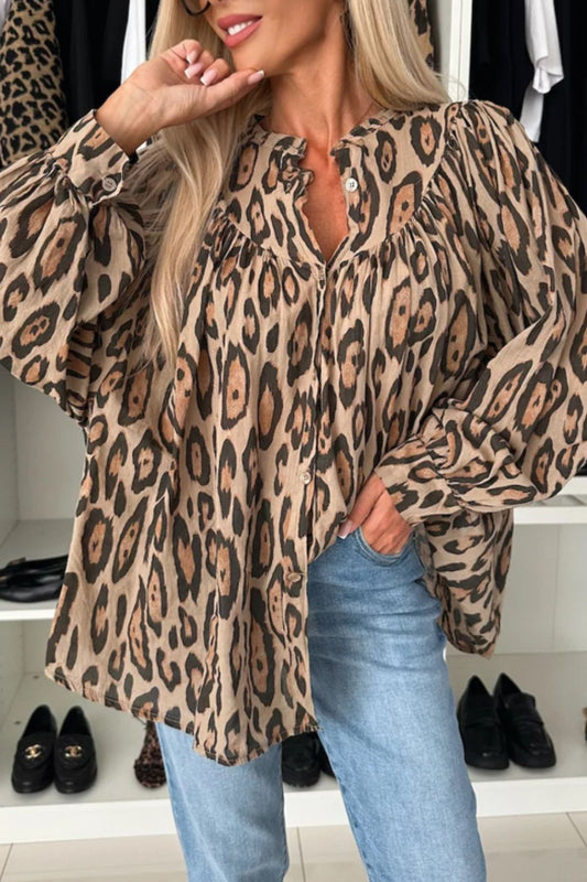 Leopard Sleeve Blouse